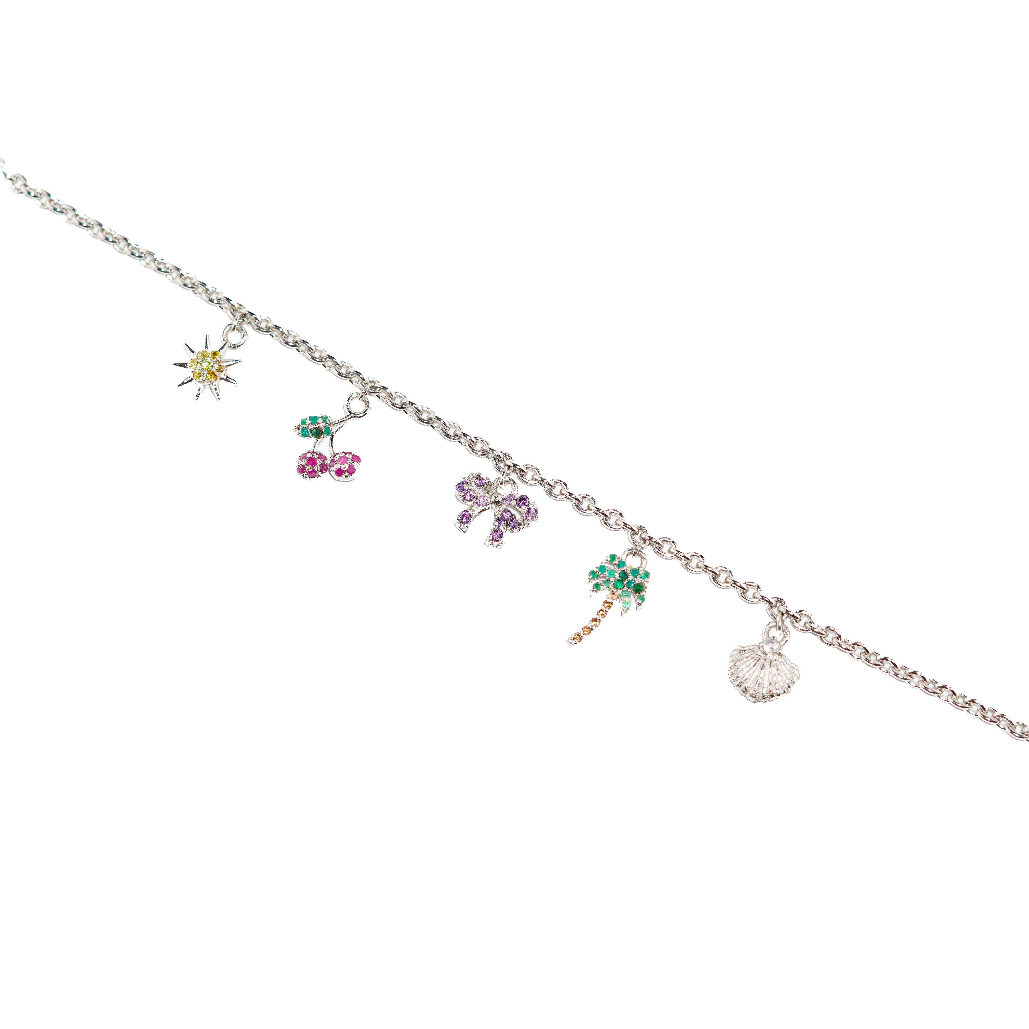 Tropical Silver Charm Bracelet - Zumorrud