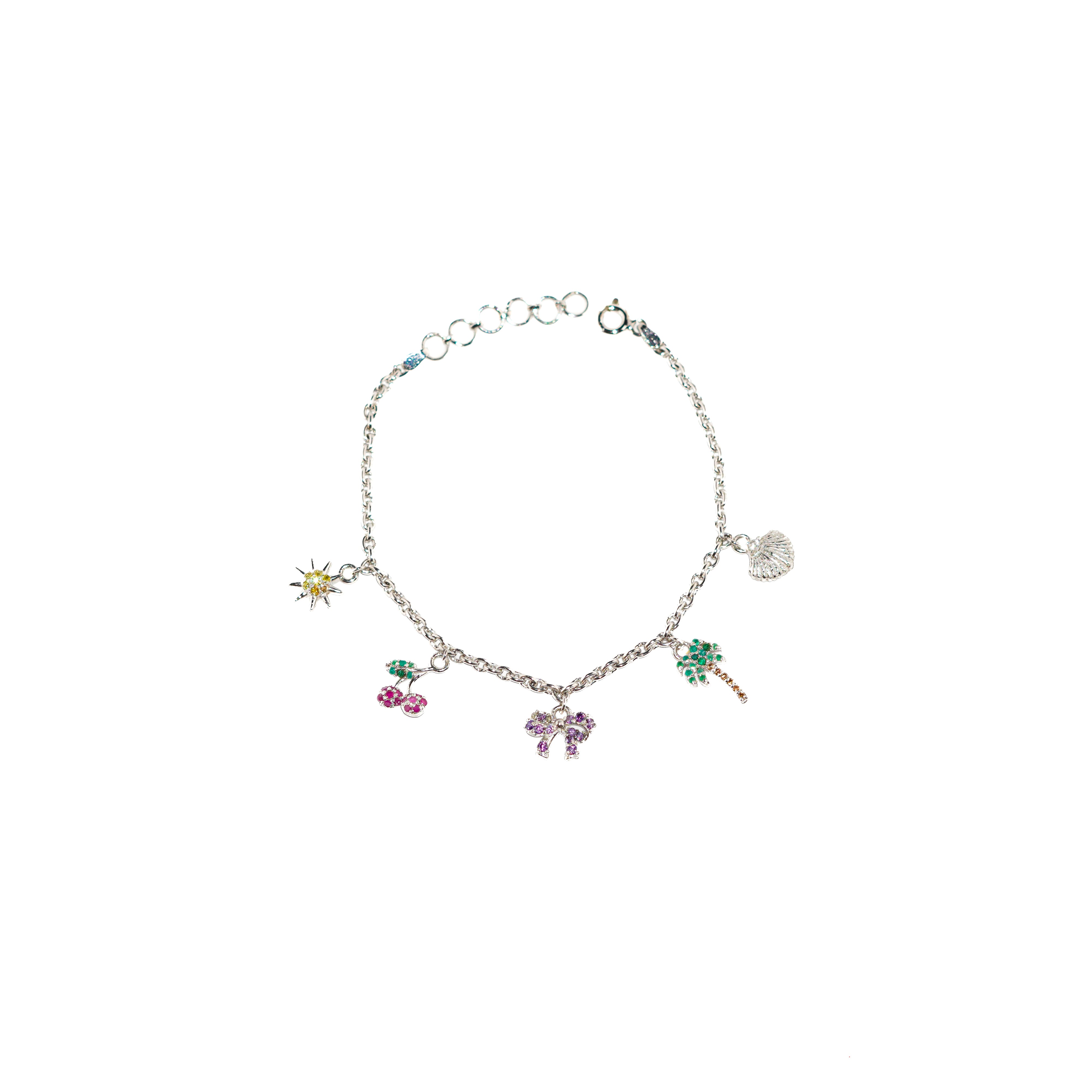 Tropical Silver Charm Bracelet - Zumorrud