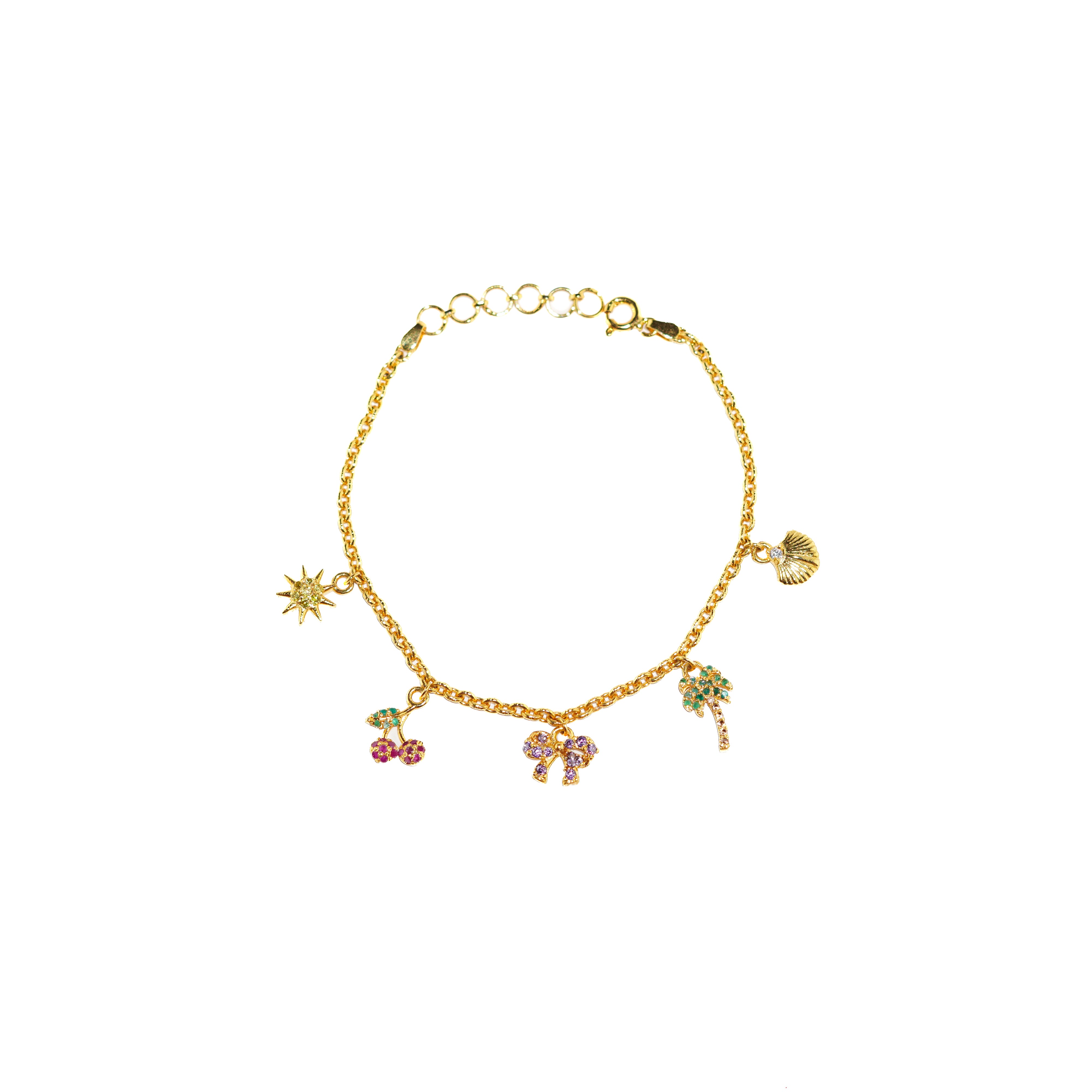 Tropical Gold Charm Bracelet - Zumorrud