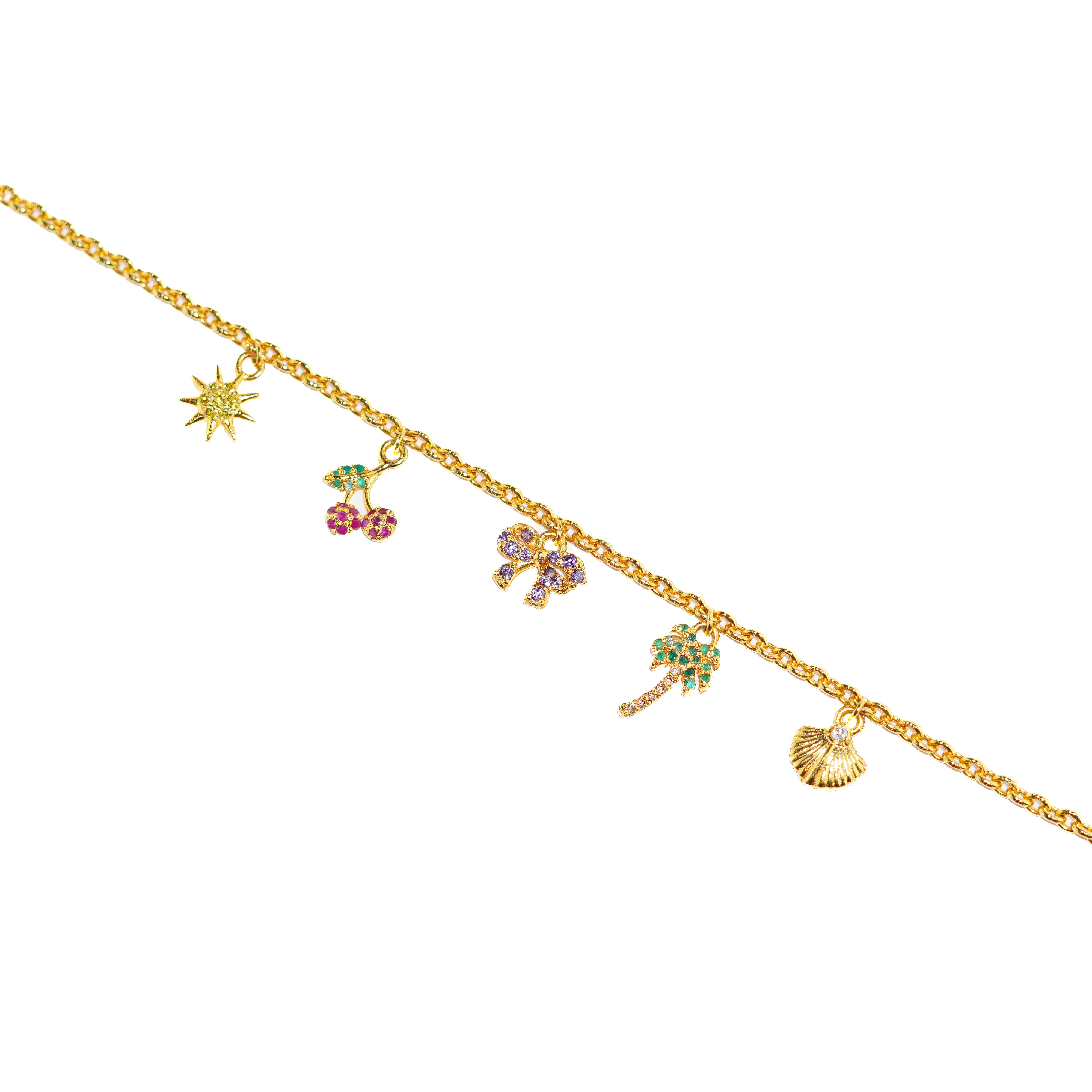 Tropical Gold Charm Bracelet - Zumorrud