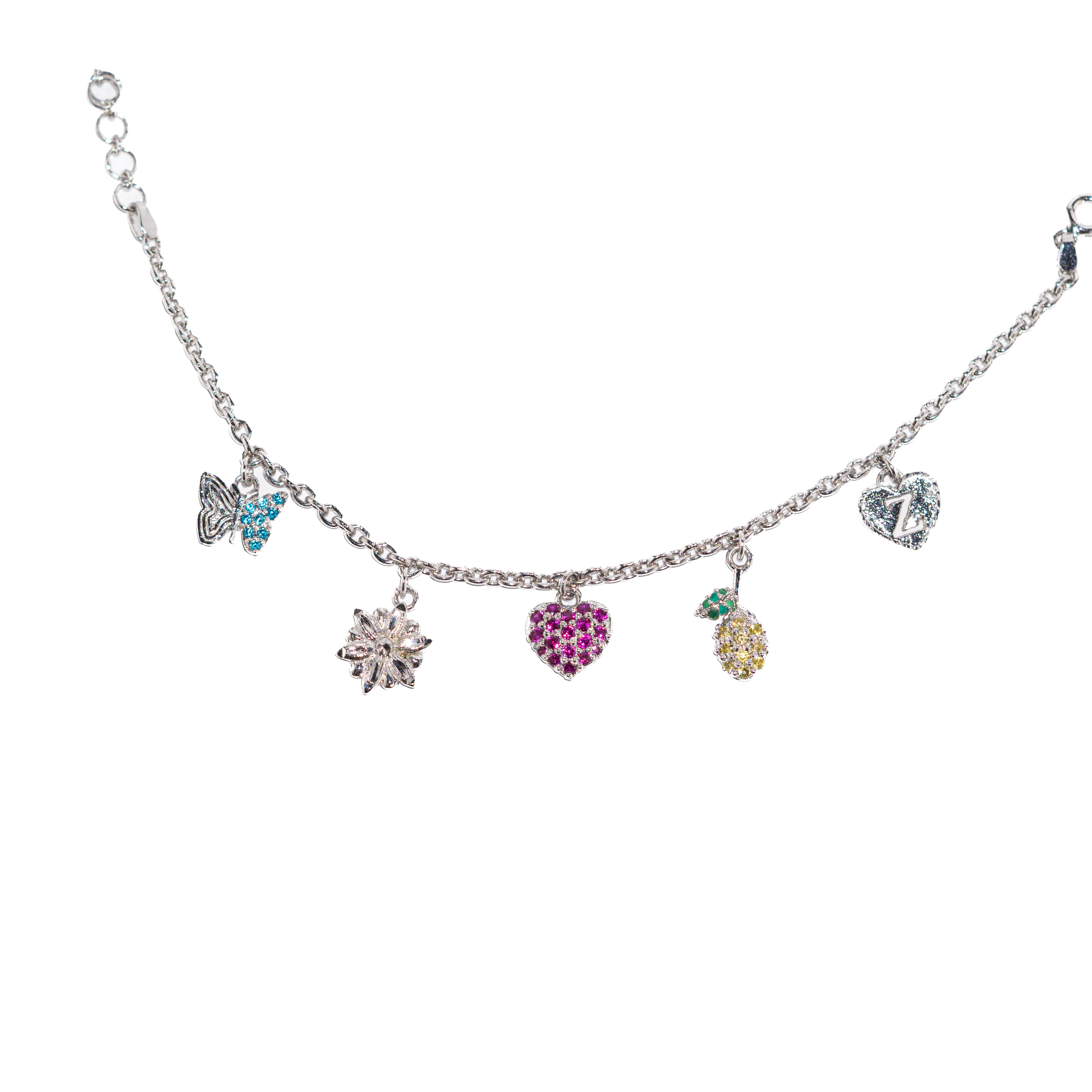 White Gold Charm Bracelet - Zumorrud