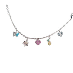 White Gold Charm Bracelet - Zumorrud