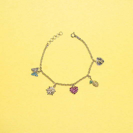White Gold Charm Bracelet - Zumorrud